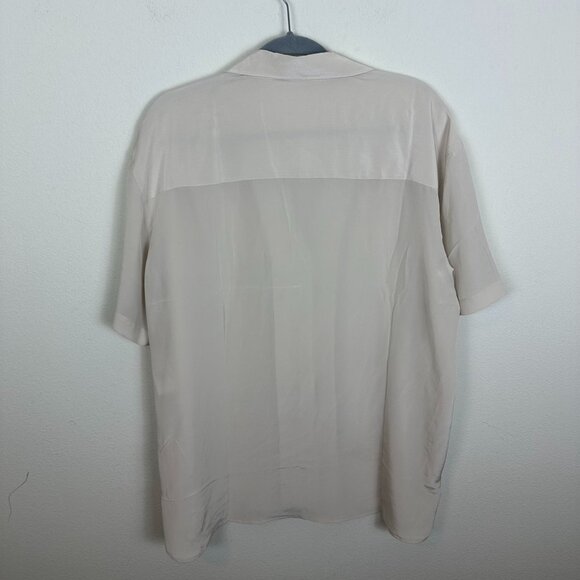 Aritzia Babaton Academy Silk Short Sleeve Blouse L Matter Pearl Minimalist Conte - Picture 8 of 14